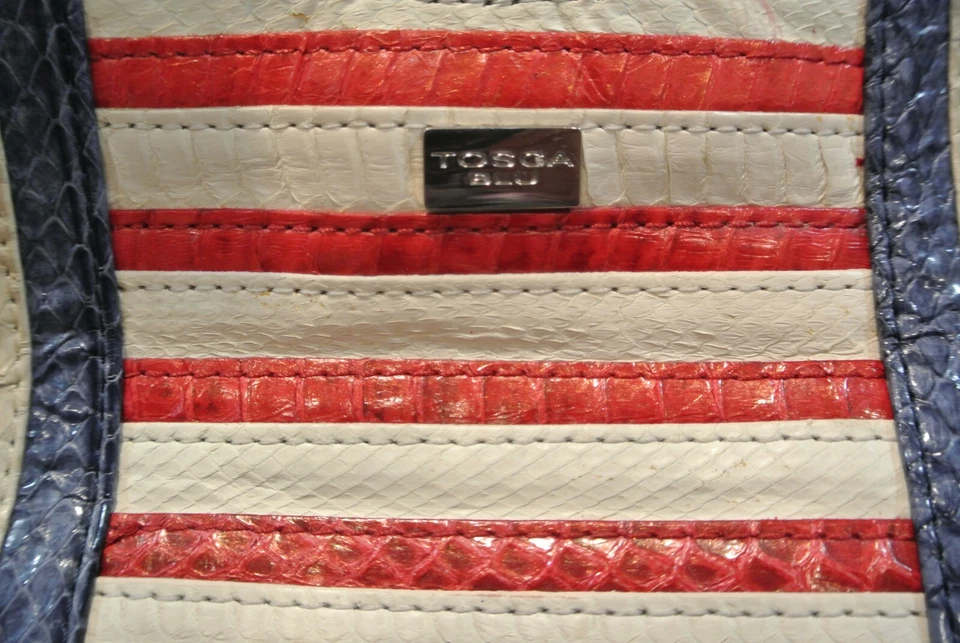 Tosca Blu Snake/Exotic Leather Red White Blue Stripes Americana Patriotic USA - Image 4 of 4