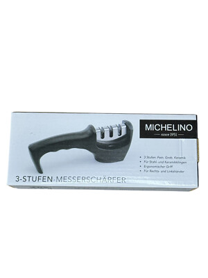 Michelino 3-Stufen Messerschärfer   Profi-Schärfsystem für Küchenmesser   Rutsch