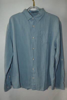 Short Fin Resort Wear Shirt Mens 3XL Blue Button Up Beach Linen NWOT