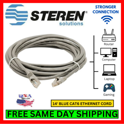 14' CAT6 Ethernet Cable, Up to 10Gbps 550MHz Data, High Speed RJ-45 Patch Cord
