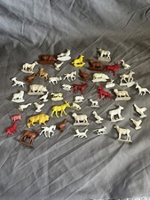 1960  s VINTAGE PLASTIC ANIMAL LOT - PIGS COWS GOATS HORSES CHICKENS