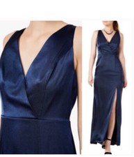 NWOT Adrianna Papell Womens Satin Slit Long Dress Size 14 Evening Gown