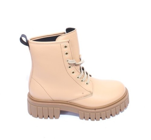 FRAU 86a Beige Leather Lace-Up Zip-Up Ankle Biker Boots 36 / US 6 - Picture 3 of 8