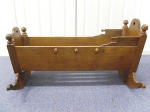 walnut baby cradle