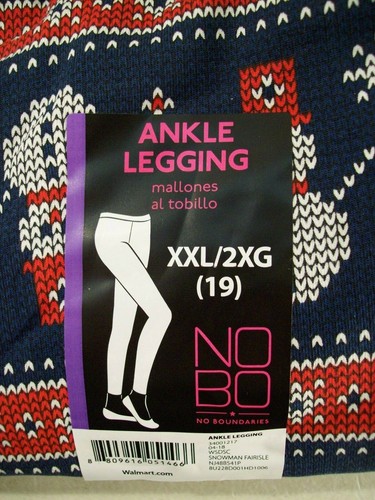 New Women's Juniors NOBO Ankle Legging, XXL 19, Snowman Fair Isle - Picture 2 of 2