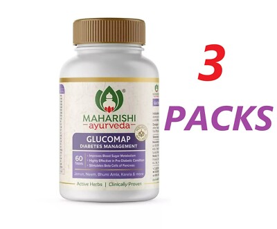 3 X Maharishi Ayurveda Glucomap 60 Tabs| Free Shipping Worldwide