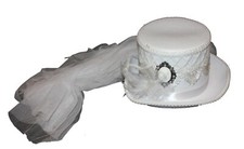 Deluxe Velvet 5.5" High Steampunk Victorian Top Hat Cameo Veil Feathers One Size