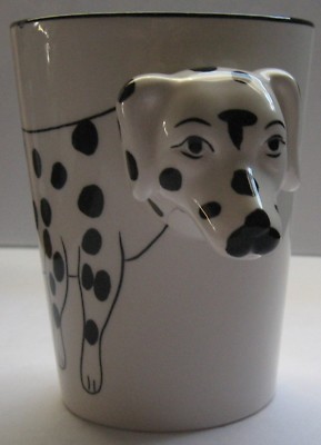 Dalmatian Coffee Cup 3D Dog Head Handle Black and White Mug Flomo | eBay