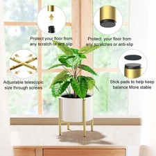 Image of Adjustable Plant Stand Gold Metal Item Stand for Living Room Indoor Outdoor