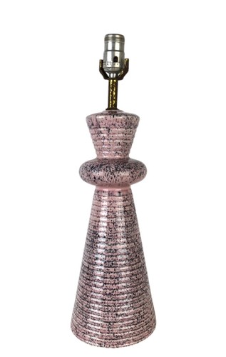 Vintage 1950s Table Lamp Pink Black White Speckled Ceramic 14.5" Atomic MCM!! - Picture 5 of 11