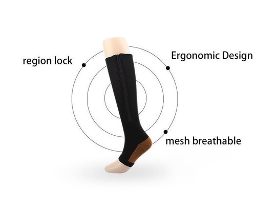 20-30 mmHg Compression Socks Men Women Calf High Medical Anti Fatigue Stockings - Picture 3 of 12