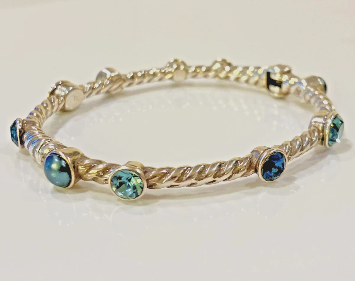 Brighton Monte Carlo Bracelet Blue Crystal Pearl Silver Hinge