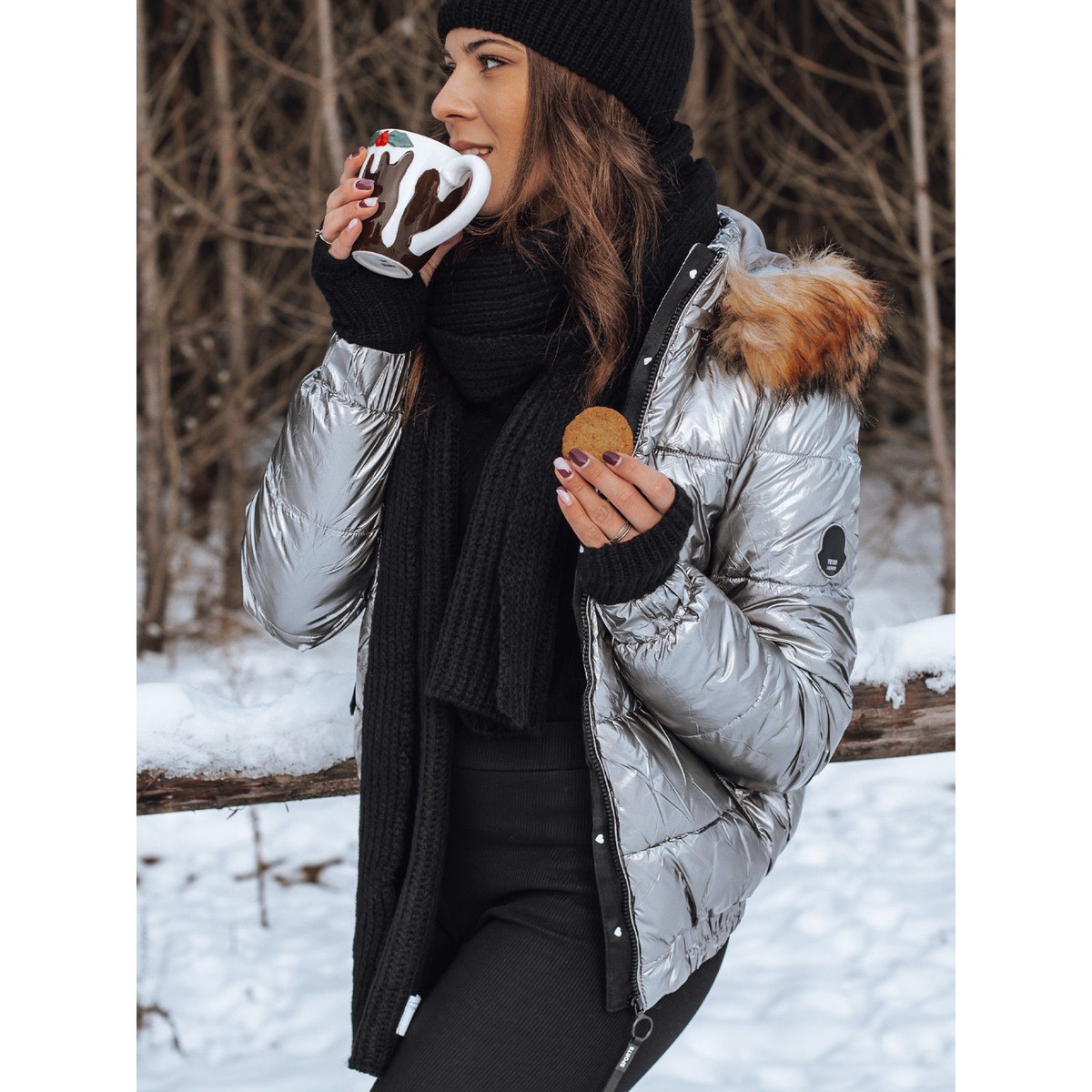 Oberbekleidung Winterjacke Damen Fellkapuze Kurz Damen Steppjacke - Main Image