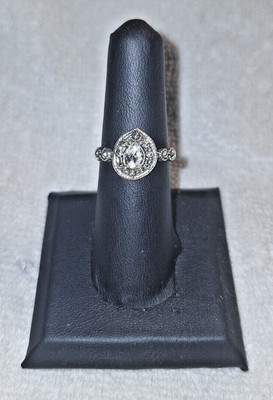 Silver-tone Teardrop fashion RING Womens size 6 1/2 - in gold embossed Gift box