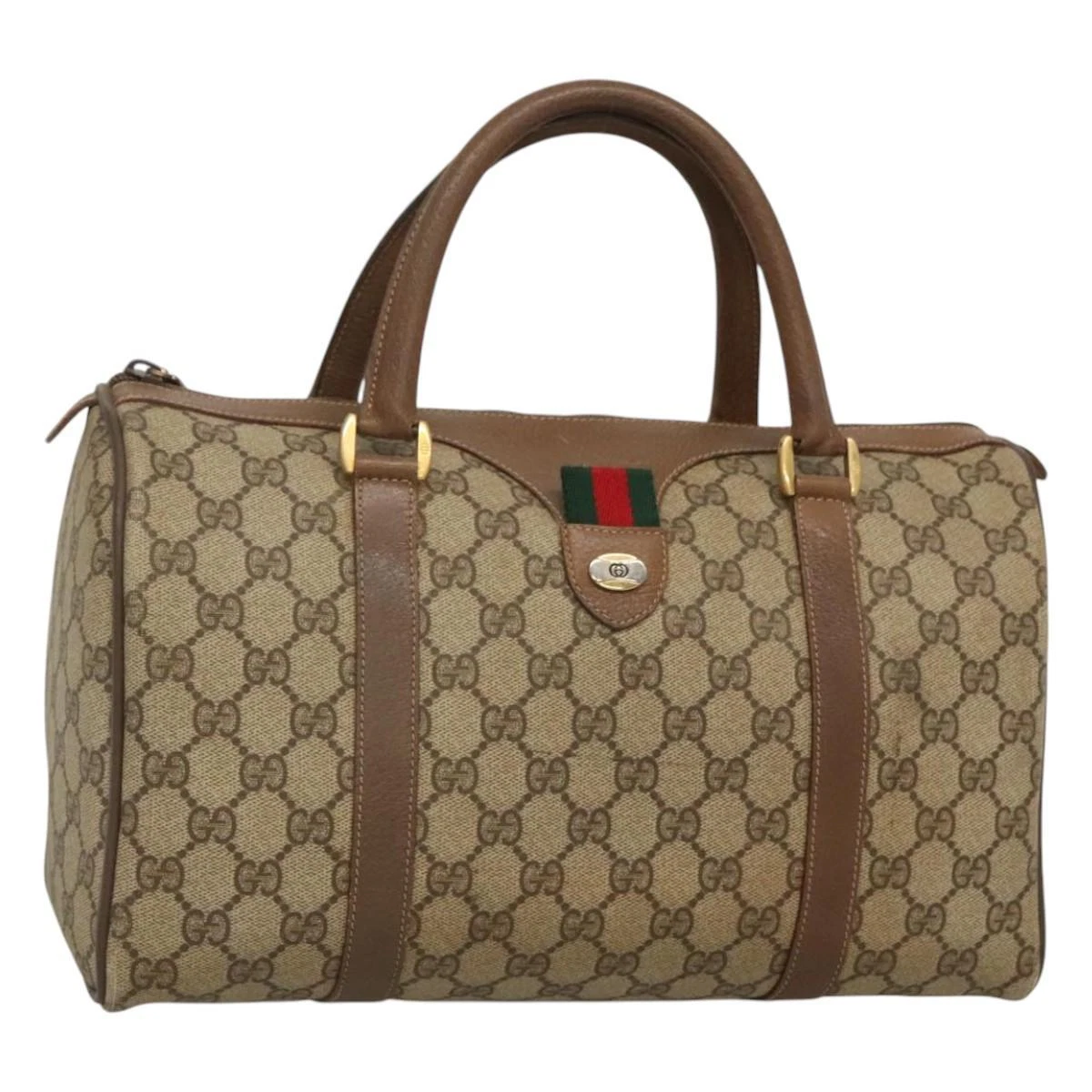 Sac GUCCI GG Supreme Web Sherry Line Boston PVC beige or 111 02 007 authentique KD448
