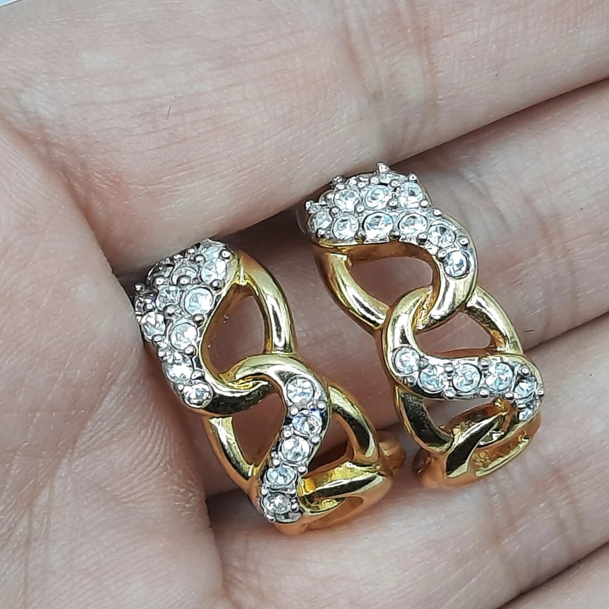 Swarovski half shop hoop earrings