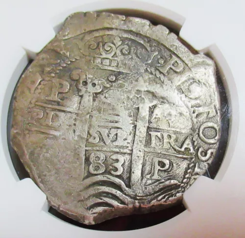 BOLIVIA, Colonial :Carlos II. 1665-1700. AR 1683/2 P V. 8 Real. NGC VF 30.