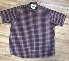 Wrangler Short Sleeve Shirt Men s XL Button Up Brown Check Lightweight cotton
