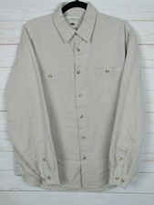 Original Island Mens Long Sleeve Beige Button Up Shirt Size L