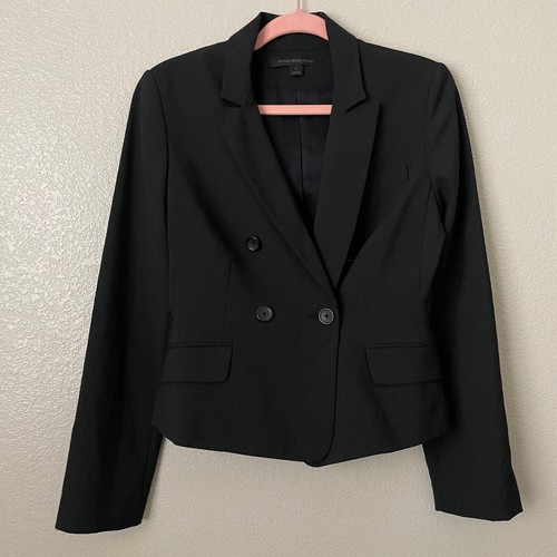 Express Blazer Womens Size 4 Black Double Breasted Design Studio Preppy Career - Picture 2 of 13