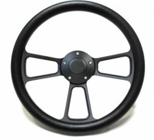 Volante 14" Billet negro y vinilo negro para camionetas Ford 1949-1991