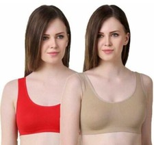 Women's Non Padded Full Coverage Sports Air Bra  Brown  Red  Combo 2 