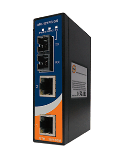 Convertitore Industriale Fast Ethernet a fibra ottica su guida DIN