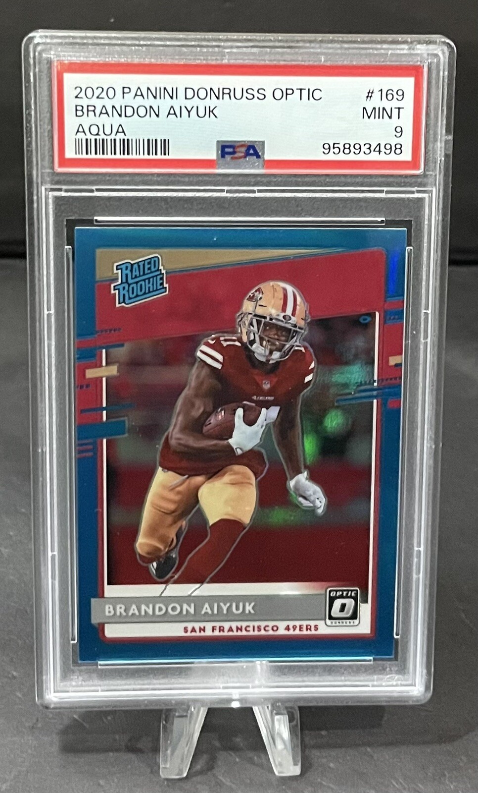 2020 Panini Donruss Optic Brandon Aiyuk RC #169 Aqua /299 Rated Rookie PSA 9