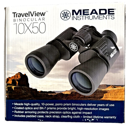 MEADE 10 x 50 TravelView BINOCULARS With Lens Covers Case Instructions