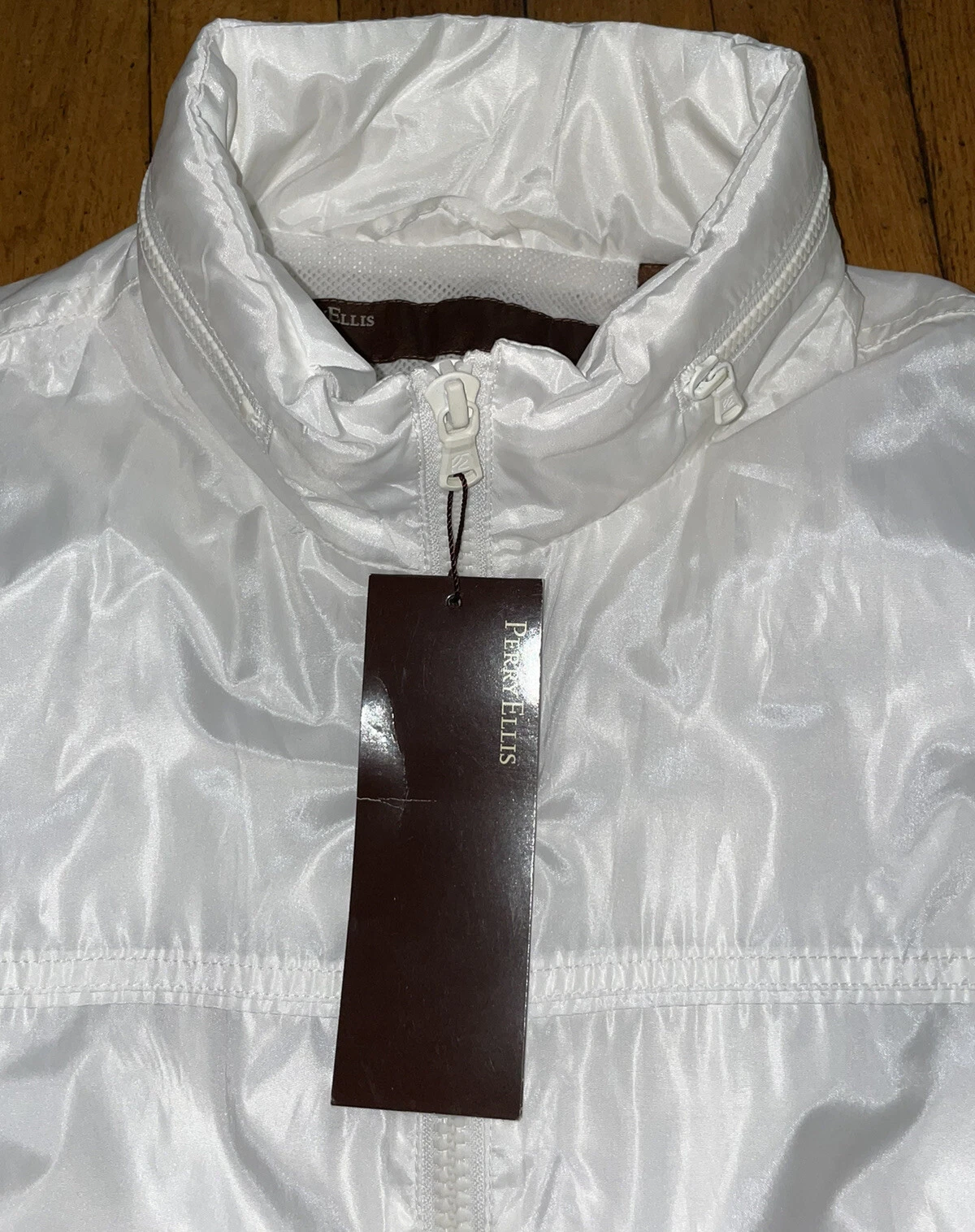 NWT Perry Ellis Full Zip Hooded Mens Size XL Jacket White - product detail image 3