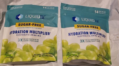 2 Bags-Liquid I.V. Sugar Free Hydration Multiplier Drink Mix Green Grape