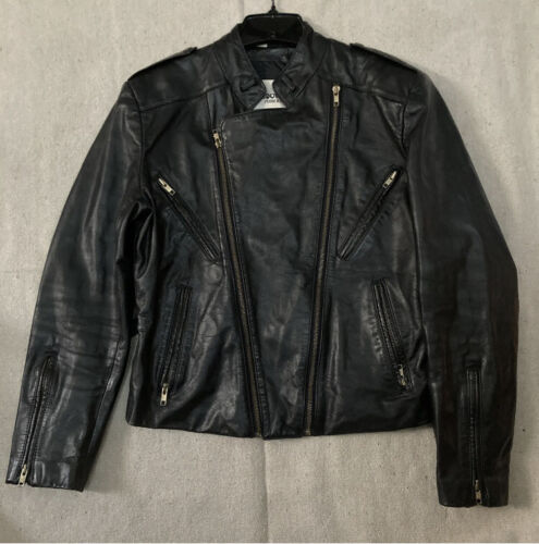 Vintage Wilsons Black Leather Moto Motorcycle Asym