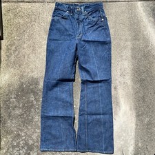 Vintage Early 1970s Lee Rider Bell Bottom Flare Dark Wash USA Talon Union 27x31