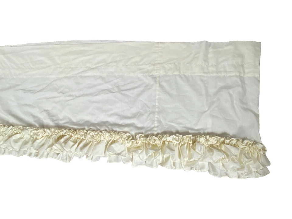 Juego de 3 cortinas con volantes hechas a mano marfil cortinas largas cenefa y paneles de ventana Foto 4 de 4