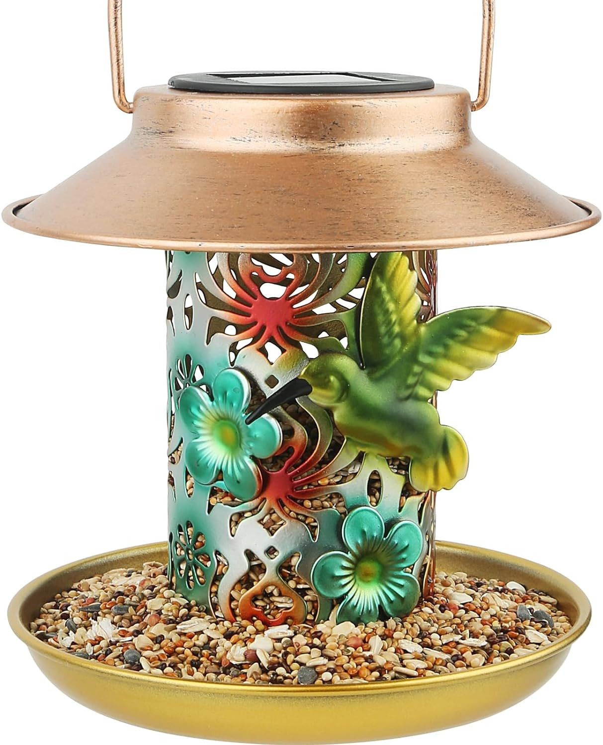 Solar Bird Feeder for Outdoors Hunging, Gifts for Mom Grandma Women, Metal Water