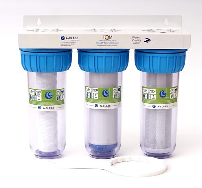 10'' 3-Stufen Wasserfilter System Hauswasser Zisterne Brunnen Pumpe 3/4'' Zoll