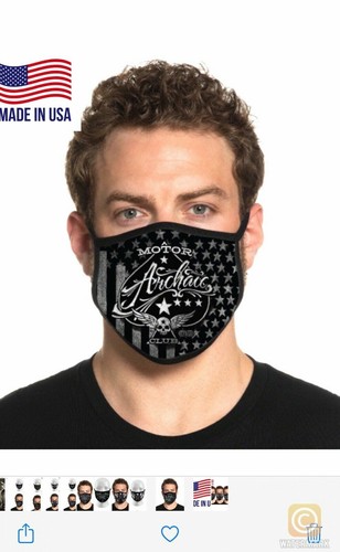 Xtreme Couture Affliction Mask Skeleton Biker Face Mask Black Washable Reusable - Picture 5 of 5