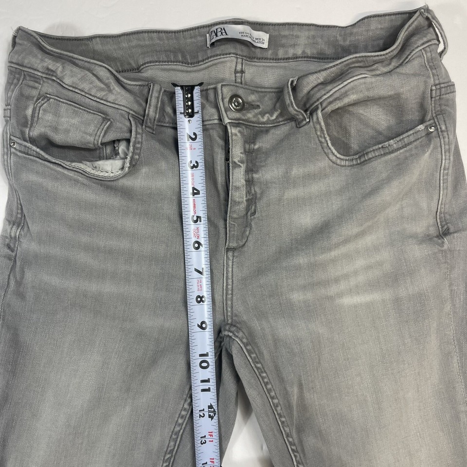 ZARA Jeans Women's Size 12 Skinny Raw Hem Gray Mid Rise eBay