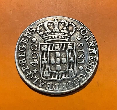 PORTUGAL 400 Reis 1816 Cruzado en argent TTB+ anciennement monté - Photo 1/2