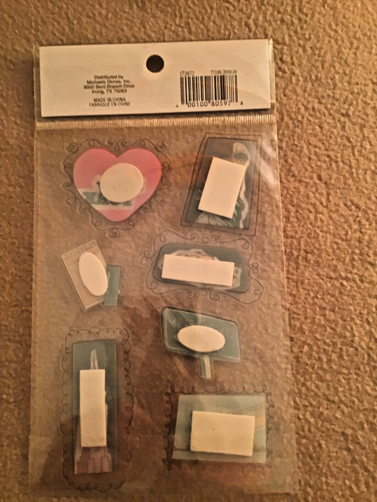 3462 RECOLLECTIONS 3D Stickers NEW YORK CENTRAL PARK PkgSz 8x5 for