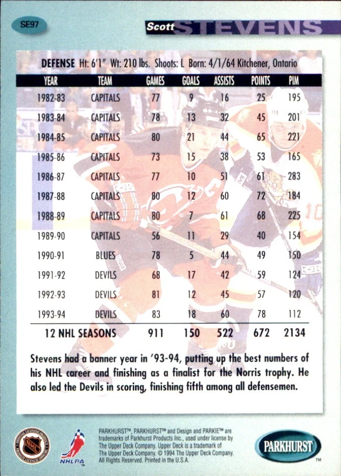 1994-95 Parkhurst SE GOLD Parallel INSERTS 🥅 YOU PICK YOUR FAVS 🥅NHL HOCKEY - Image 4 of 4