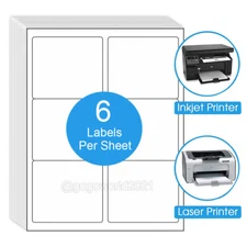 150-24000 Shipping Labels 3-1/3" x 4" Mailing Address 6 Per Sheet InkJet Laser
