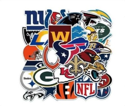 Aufkleber / Sticker Set / Paket 33 Stück alle 32 NFL Team Logos + NFL Shield