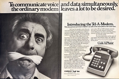 Code-a-Phone Tel-A-Modem Telephone Vintage 2-Page Print Ad 1984