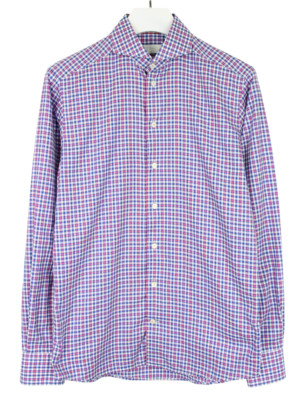 Eton Slim Shirt Herren (UK) 40 Freizeit Langärmelig Kariert Blau