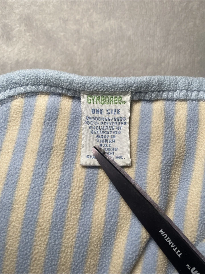 Manta bebé león polar azul reversible a rayas vintage Gymboree Monkey Friends Foto 3 de 4