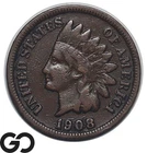 1908-S Indian Head Cent Penny *Key VF San Francisco Date*