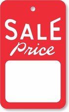 1000 PCS Sale Price Tags Unstrung Red White Color 1.75x2.875 Inch Retail