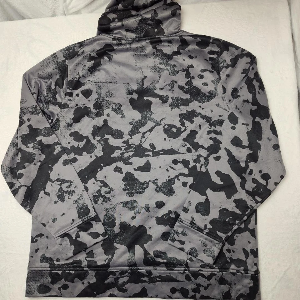 Moletom Under Armour com capuz masculino XL cinza preto camuflado ajuste solto pulôver tempestade - Imagem 4 de 4