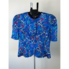 VTG Adrianna Papell 100 Silk Floral Top Artsy Cottagecore Grandmillennial Sz 10